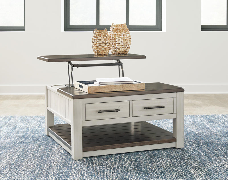 Ashley Furniture Darborn occasional table set with two modern wooden tables featuring sleek design and sturdy construction.