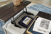 Ashley Furniture Darborn Occasional Table Set with two wooden tables featuring storage drawers and a modern design.
