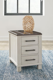 Ashley Furniture Darborn Occasional Table Set featuring two modern wooden tables with sleek metal legs.