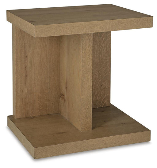 Ashley Furniture Brinstead chairside end table with a wooden finish, featuring a compact design and a single storage drawer.