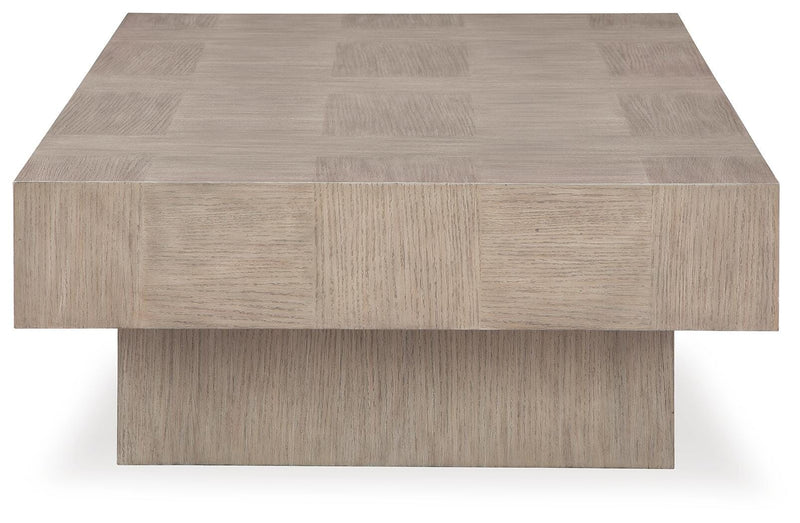 Ashley Furniture Jorlaina occasional table set showing two side tables with wooden tops and metal legs, modern design.