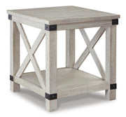 Ashley Furniture Carynhurst occasional table set, including three stylish wood tables shown from an angled view.