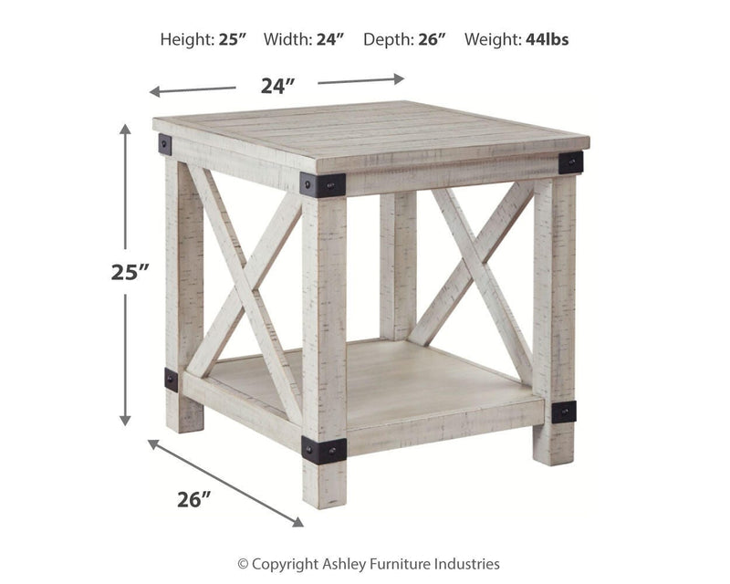 Ashley Furniture Carynhurst end table with a dark wood finish, featuring a sleek tabletop and stylish design.
