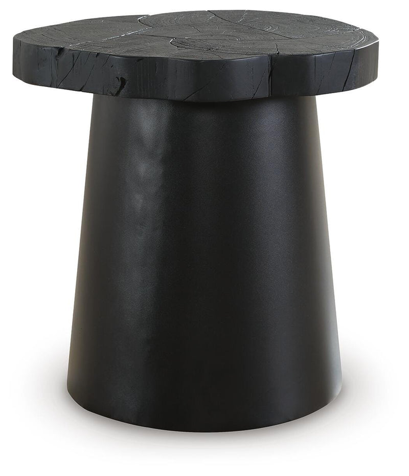 Ashley Furniture Wimbell Occasional Table Set with two wooden tables featuring sleek, modern designs and dark finish.