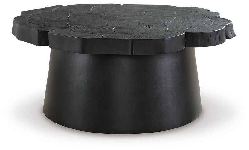 Ashley Furniture Wimbell Occasional Table Set with two wooden tables featuring a sleek, modern design and dark finish.