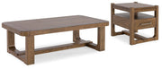 Ashley Furniture Cabalynn occasional table set with two stylish tables featuring wood and metal finishes.