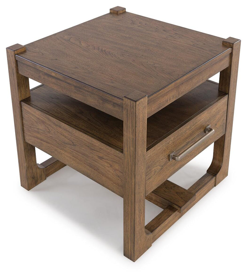 Ashley Furniture Cabalynn occasional table set with two wooden tables, featuring warm finish and contemporary design.