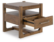 Ashley Furniture Cabalynn Occasional Table Set with two modern wooden tables, angled open design and sleek finish.