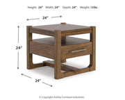 Ashley Furniture Cabalynn occasional table set featuring two round tables with wooden tops and metal legs.