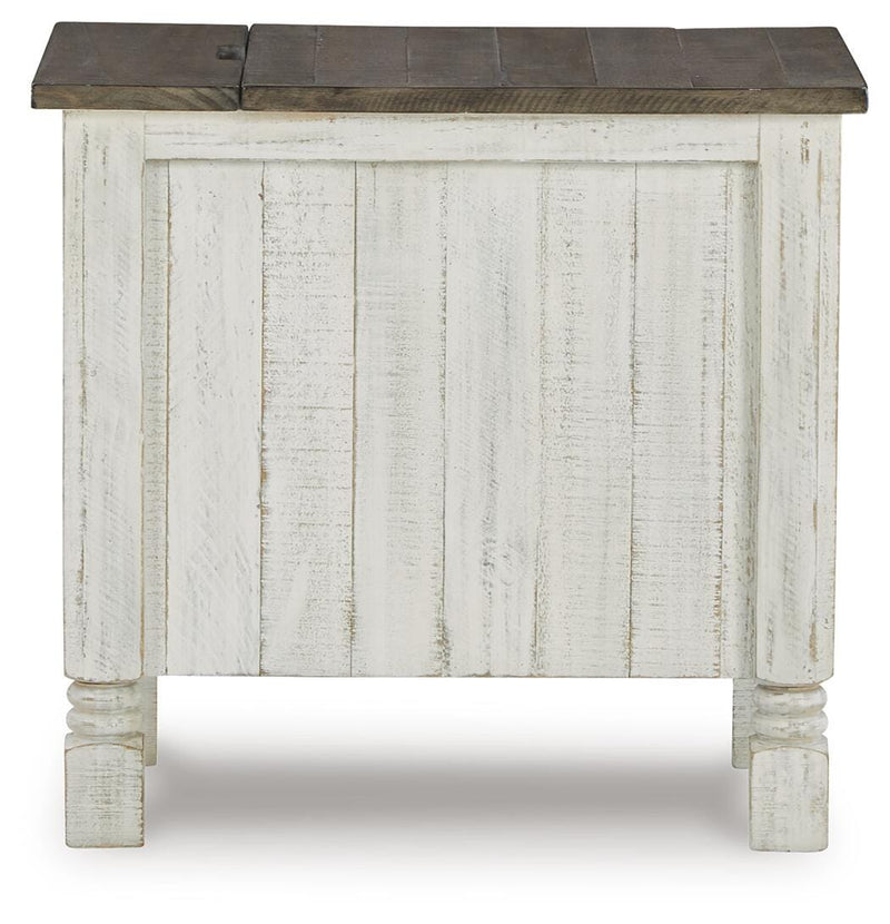 Ashley Furniture Havalance Chairside End Table with a sleek wood finish and simple design for convenient side table use.