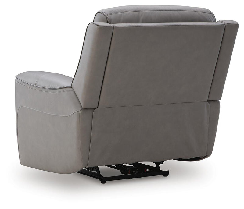 Ashley Furniture 5Z-Comfort Power Recliner showing the back view with plush cushioning and adjustable reclining mechanism.