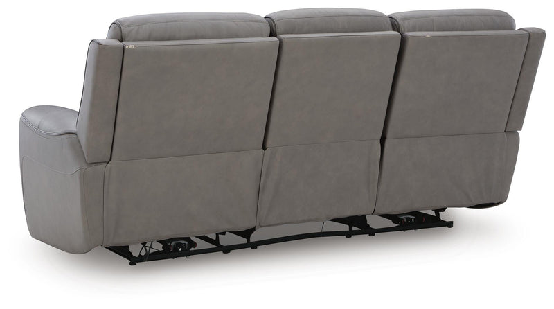 Ashley Furniture 5Z-Comfort Power Reclining Sofa showing plush back cushions and reclining features in a modern living room setting.
