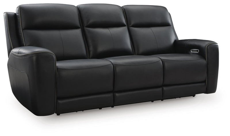 Ashley Furniture 5Z-Comfort Power Reclining Sofa shown from an angled view with plush cushions and reclining features.