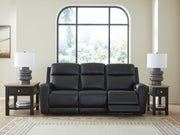 Ashley Furniture 5Z-Comfort Power Reclining Sofa shown in an open position with plush cushions and reclining mechanism.