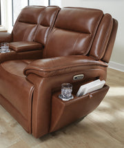 Ashley Furniture Healy Pier Living Room Set with side storage showing plush upholstered seating and wooden accents.