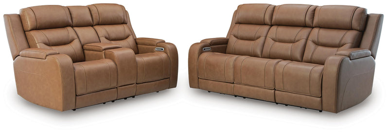 Ashley Furniture Knightington living room set featuring a sofa, loveseat, and armchair with plush cushions and modern design.