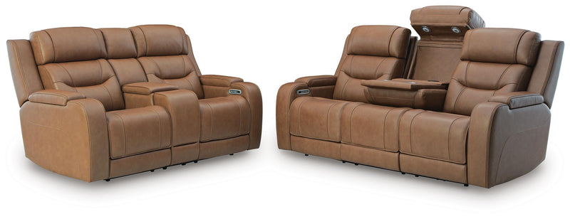 Ashley Furniture Knightington living room set featuring a sofa, loveseat, and armchair with neutral upholstery and stylish design.