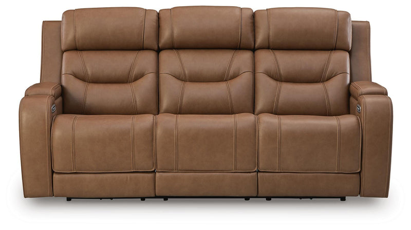 Ashley Furniture Knightington living room set with sofa and loveseat, shown from a head-on view in a closed position.