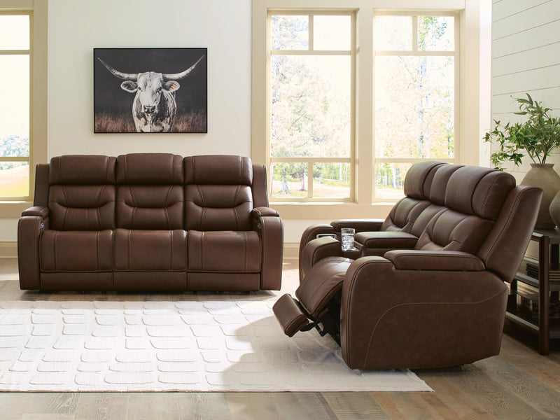 Ashley Furniture Knightington living room set featuring a sofa and loveseat with plush fabric and classic design.