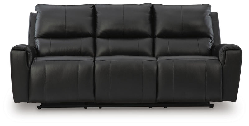 Ashley Furniture Glossmore reclining living room set with plush cushions and coordinated design, shown from a head-on view.