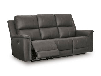 Ashley Furniture Bleckley Reclining Package living room set with sofa and loveseat, in open reclining position, fabric upholstery