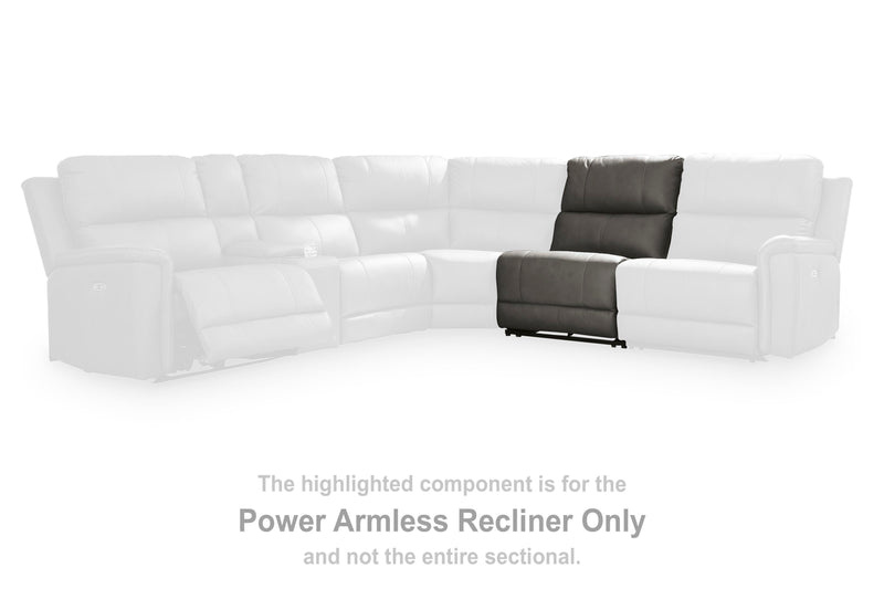 Ashley Furniture Bleckley power reclining sectional with plush cushions and dark upholstery, perfect for contemporary living rooms.