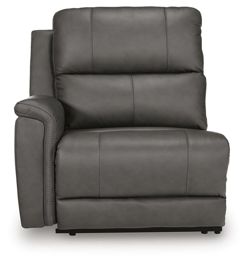 Ashley Furniture Bleckley Power Reclining Sectional with plush cushions and modern design, shown from a head-on angle.