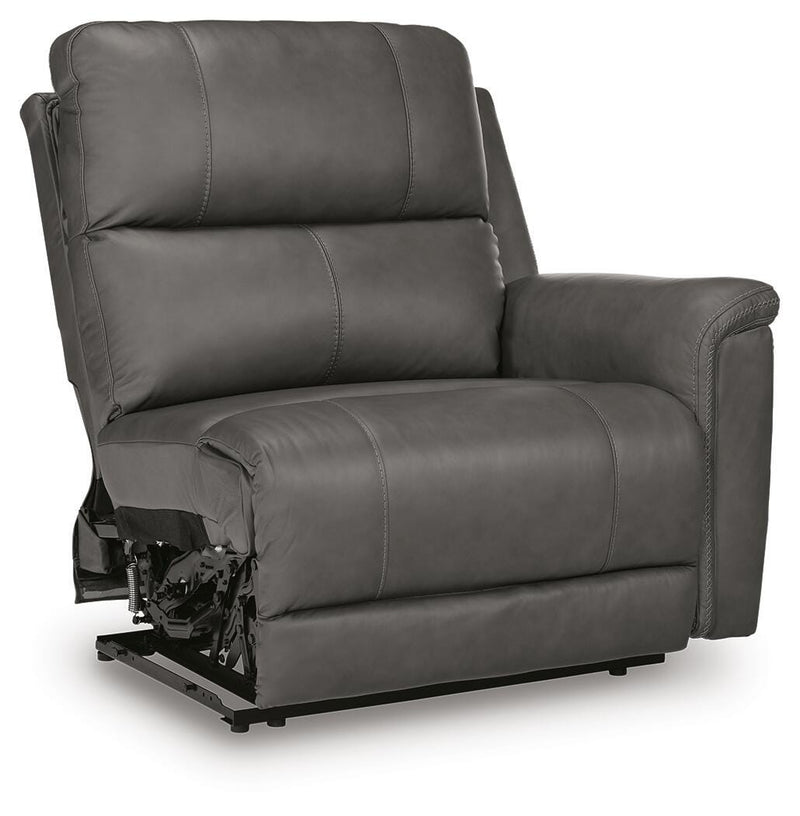 Ashley Furniture Bleckley power reclining sectional shown from an angled view with plush cushions and reclining features.