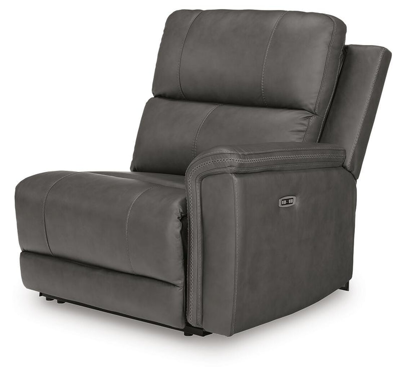 Ashley Furniture Bleckley power reclining sectional shown from an angled view, featuring plush cushions and modern design.