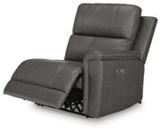 Ashley Furniture Bleckley power reclining sectional shown from an angled open view, featuring plush cushions and reclining seats.