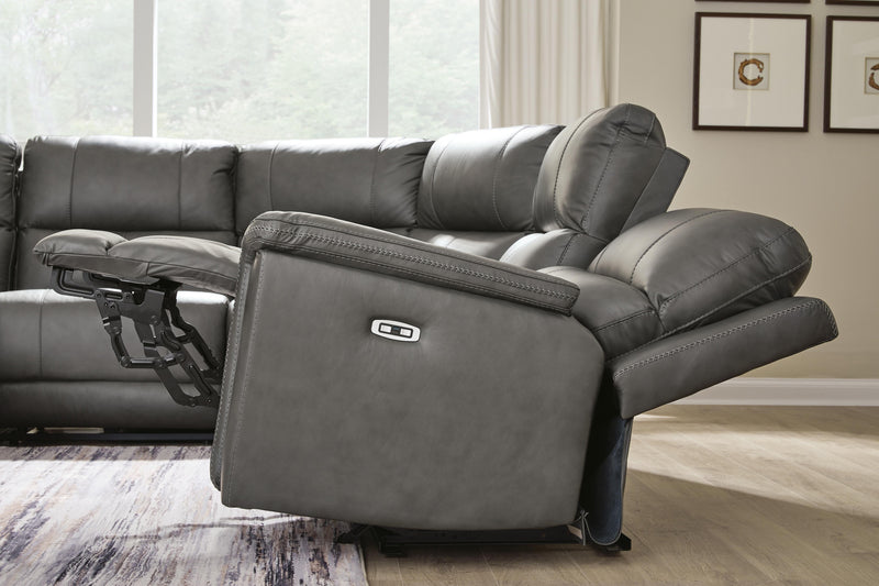 Ashley Furniture Bleckley power reclining sectional with plush cushions and zero gravity recline feature, shown in a modern living room setting.