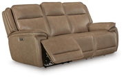 Ashley Furniture Glencroft reclining living room set with sofa and loveseat, shown from an angled open view.