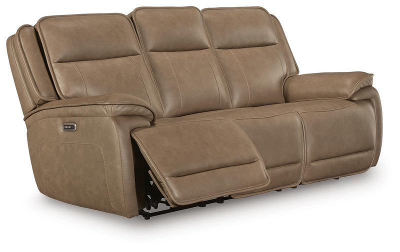 Ashley Furniture Glencroft reclining living room set with sofa and loveseat, shown from an angled open view.