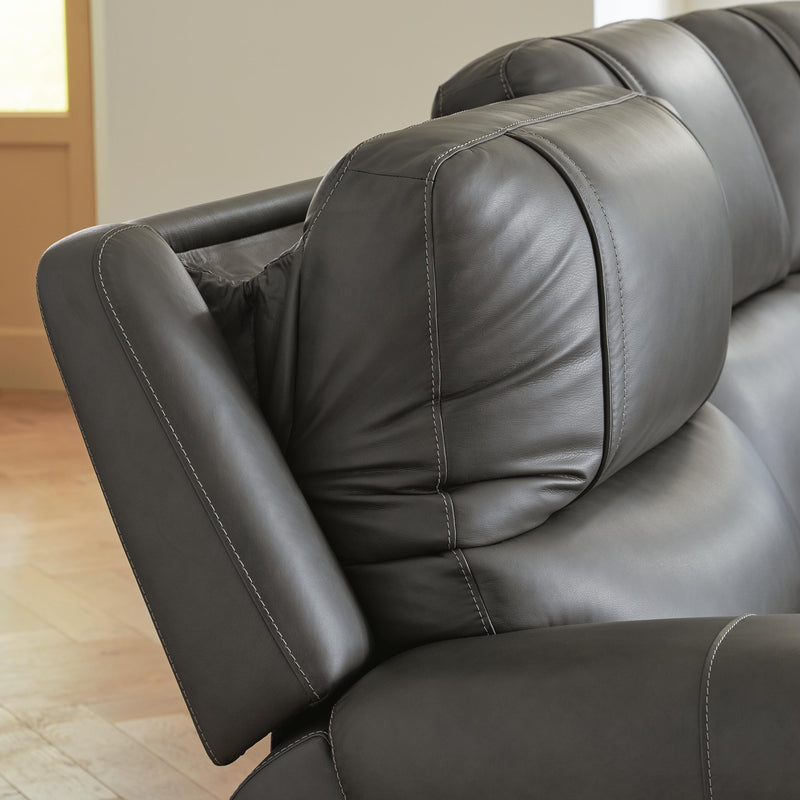 Ashley Furniture 5Z Pittson power reclining sectional loveseat with console, showing plush fabric and modern design.