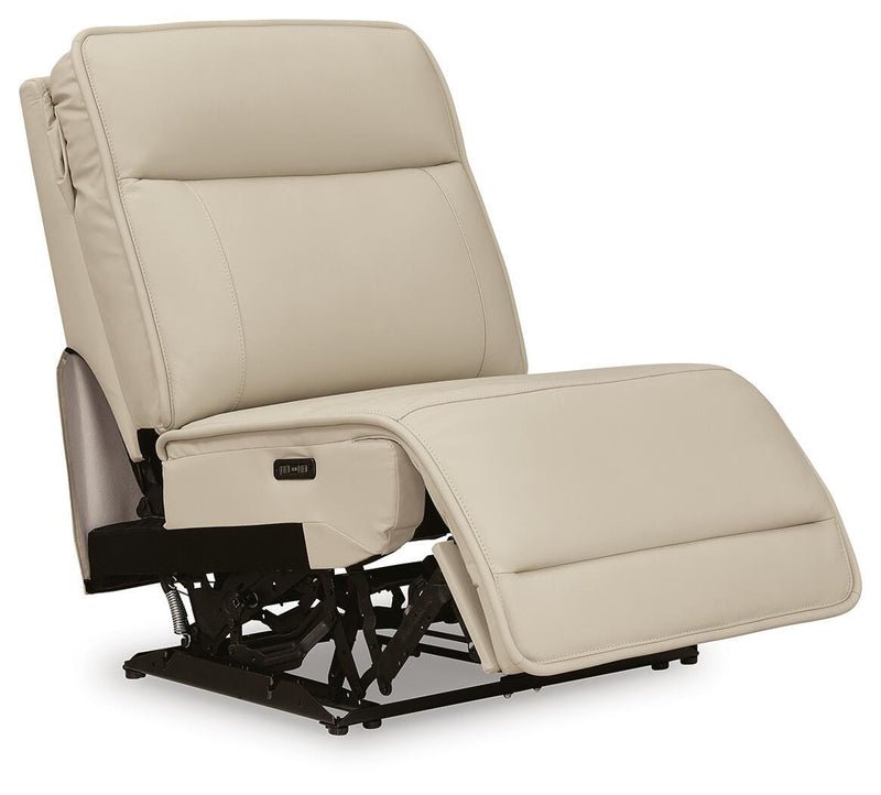 Ashley Furniture Double Deal Reclining Sectional shown from an angled open view, featuring plush cushions and reclining seats.