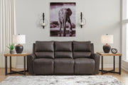 Ashley Furniture Boxmere power reclining sofa in a closed position, showcasing plush fabric and modern design.