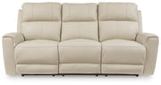 Ashley Furniture Dahlmoore Power Reclining Sofa shown from the front, featuring plush cushions and reclining mechanism.