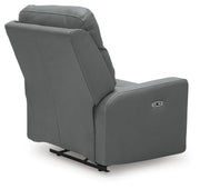 Ashley Furniture Pennacle Pier recliner with plush upholstery and padded armrests, shown from the back with a relaxed reclining position.