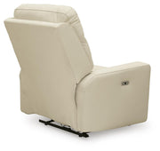 Ashley Furniture Pennacle Pier power recliner with plush upholstery and padded armrests, shown from the back in this image.