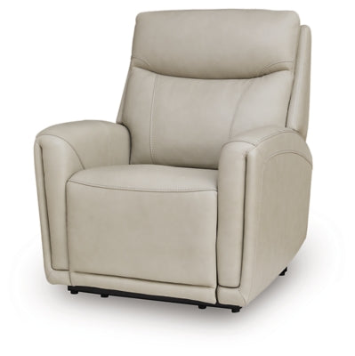 Ashley Furniture Pincara Power AutoGlide Recliner in a closed position, showcasing its plush upholstery and sleek design.