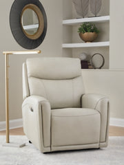 Ashley Furniture Pincara Power AutoGlide Recliner in dark brown leather with plush cushioning and modern design.