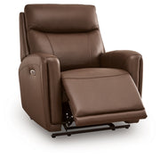 Ashley Furniture Pincara Power AutoGlide Recliner in open position, featuring plush upholstery and reclining mechanism.