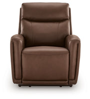 Ashley Furniture Pincara Power AutoGlide Recliner with plush upholstery and built-in reclining mechanism, shown from a front head-on view.