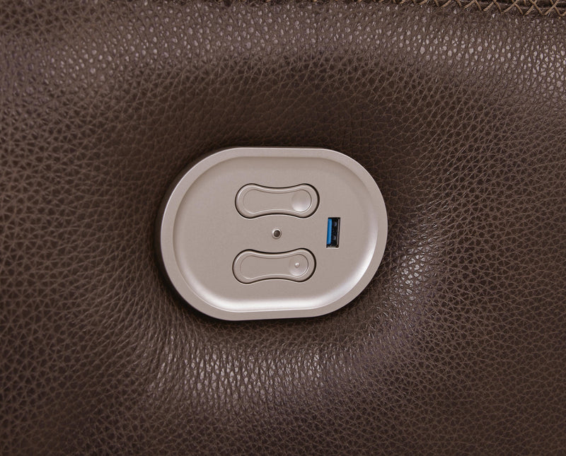 Ashley Furniture Alessandro Power Recliner with USB port, featuring plush fabric upholstery and modern design.