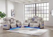 Ashley Furniture Boyington living room set with sofa, loveseat, and armchair in neutral fabric, stylish and comfortable for modern homes.