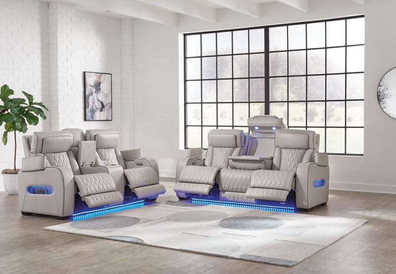 Ashley Furniture Boyington living room set with sofa, loveseat, and armchair in neutral fabric, stylish and comfortable for modern homes.