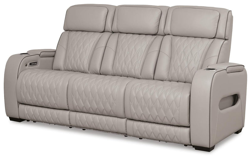 Ashley Furniture Boyington living room set with matching sofa and armchair, shown from an angle in a stylish modern design.