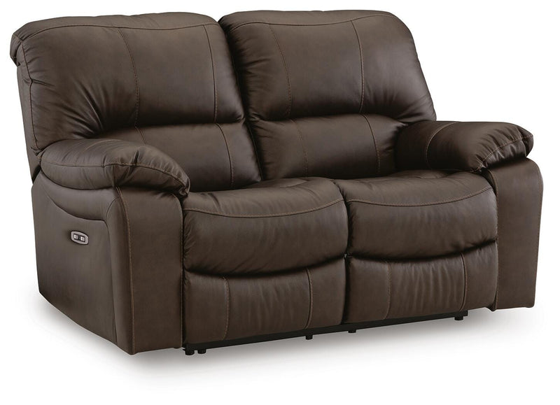 Ashley Furniture Leesworth living room set with sofa and loveseat, shown from an angled view with plush cushions and modern design.