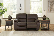 Ashley Furniture Leesworth living room set with a sofa and matching armchair in a modern design, shown in a cozy home setting.
