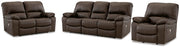 Ashley Furniture Leesworth living room set with sofa and armchair in a modern design, featuring neutral upholstery and stylish cushions.